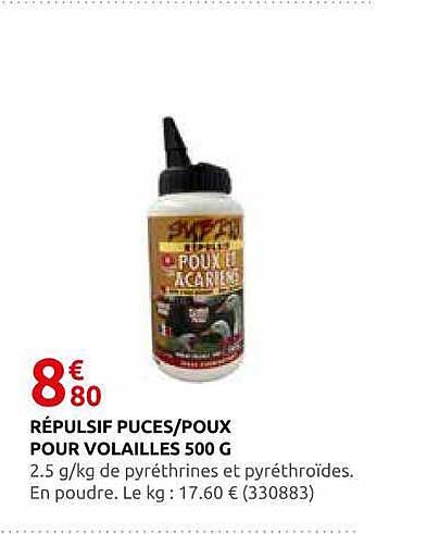 RÉPULSIF PUCES/POUX POUR VOLAILLES 500 G