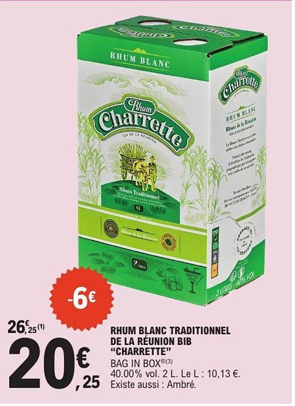 Rhum blanc traditionnel de La Réunion Bib “Charrette”