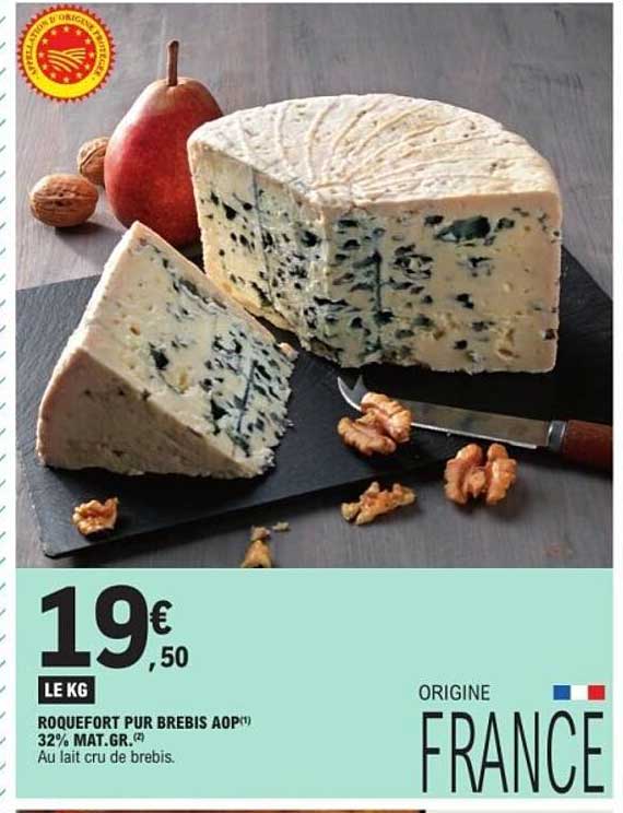 ROQUEFORT PUR BREBIS AOP™ 32% MAT.GR.(4) Au lait cru de brebis.