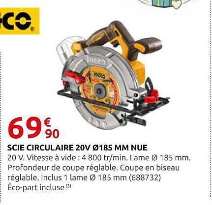 SCIE CIRCULAIRE 20V Ø185 MM NUE