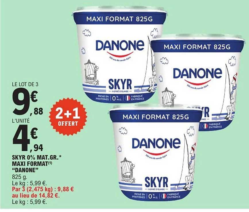 SKYR 0% MAT.GR.* MAXI FORMAT(1) “DANONE” 825 g