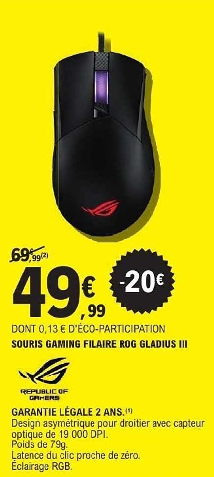 SOURIS GAMING FILAIRE ROG GLADIUS III