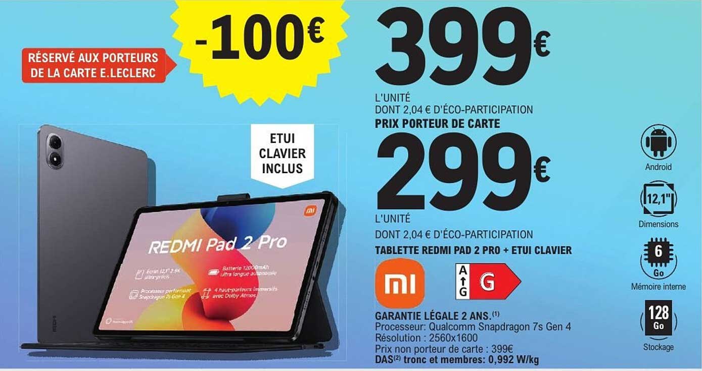 TABLETTE REDMI PAD 2 PRO + ETUI CLAVIER