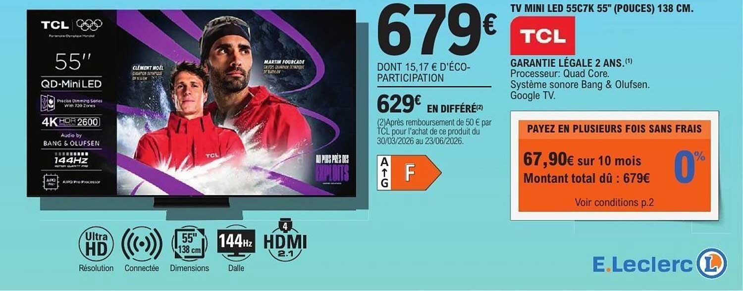 TV MINI LED 55C7K 55'' (POUCES) 138 CM.