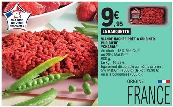 VIANDE HACHÉE PRÊT À CUISINER PUR BŒUF "CHARAL"