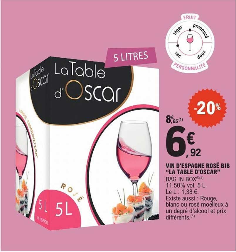 VIN D'ESPAGNE ROSÉ BIB “LA TABLE D’OSCAR”