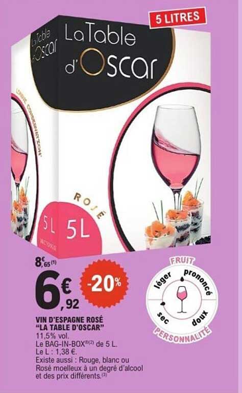 VIN D'ESPAGNE ROSÉ "LA TABLE D'OSCAR"