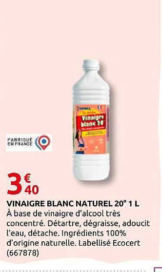 VINAIGRE BLANC NATUREL 20° 1 L