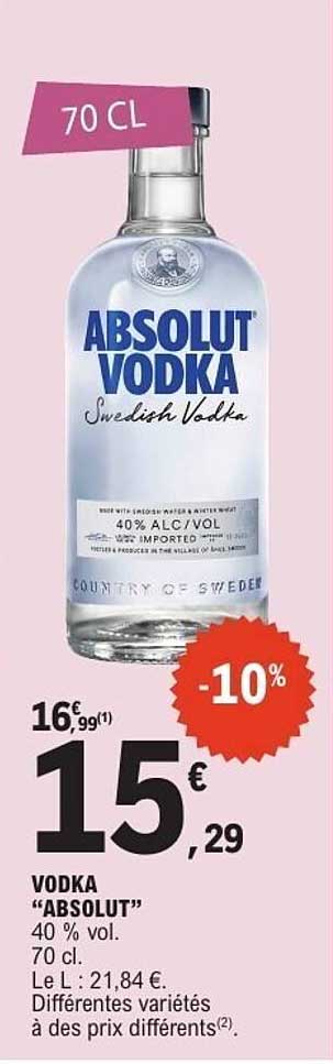 VODKA “ABSOLUT” 40 % vol. 70 cl.