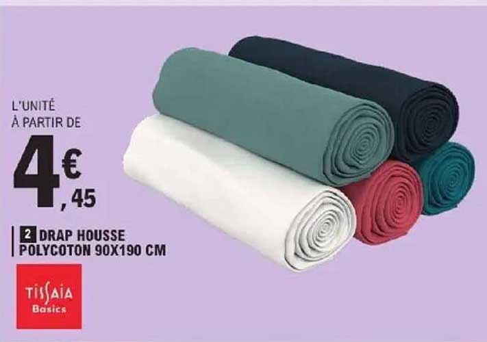 2 DRAP HOUSSE POLYCOTON 90X190 CM