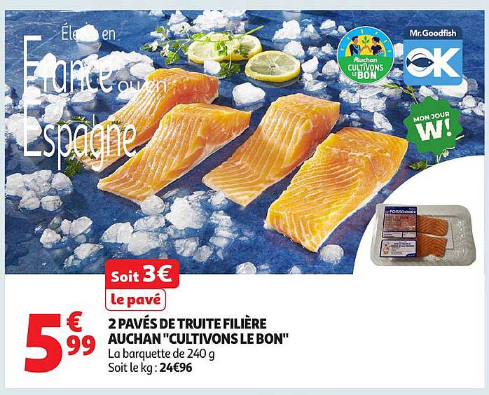 2 PAVÉS DE TRUITE FILIÈRE AUCHAN "CULTIVONS LE BON"