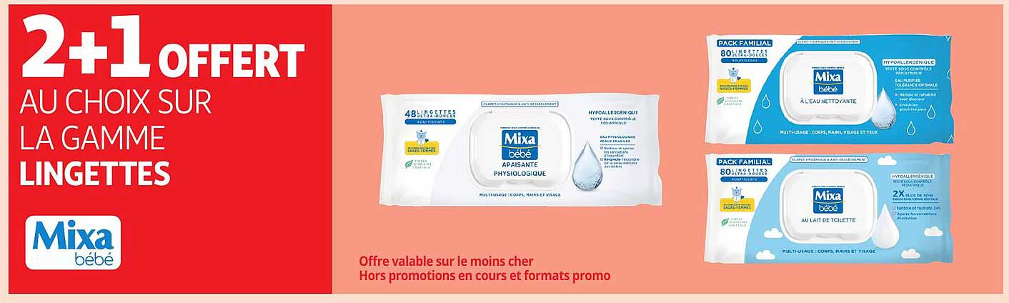 2+1 OFFERT AU CHOIX SUR LA GAMME LINGETTES