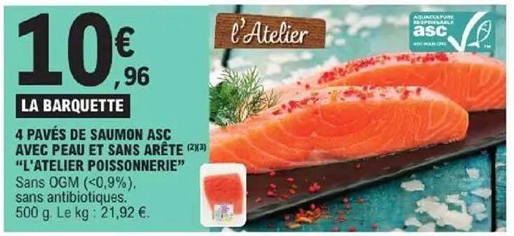 4 PAVE DE SAUMON ASC AVEC PEAU ET SANS ARÊTE