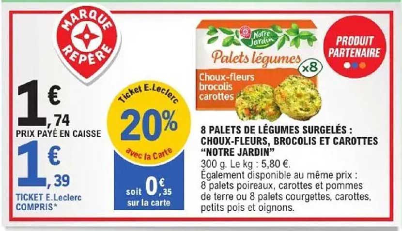 8 PALETS DE LÉGUMES SURGELÉS : CHOUX-FLEURS, BROCOLIS ET CAROTTES "NOTRE JARDIN"