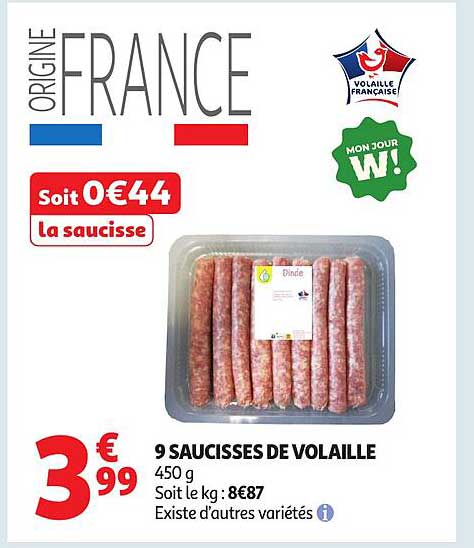 9 SAUCISSES DE VOLAILLE