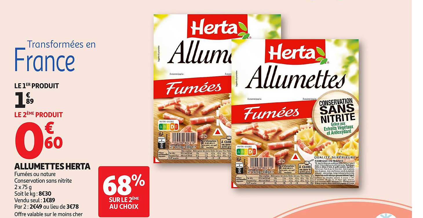 ALLUMETTES HERTA Fumées ou nature