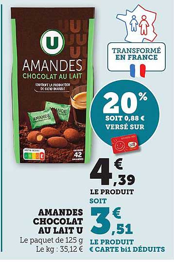 AMANDES CHOCOLAT AU LAIT U
