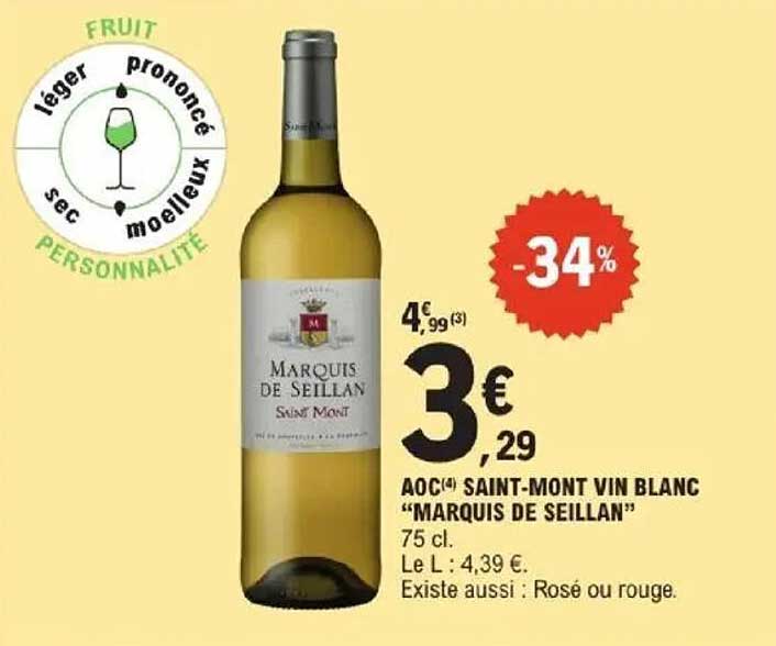 AOC(4) SAINT-MONT VIN BLANC "MARQUIS DE SEILLAN"