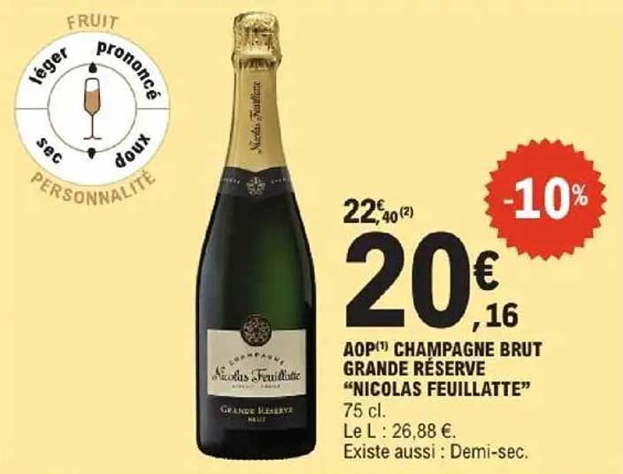 AOP(1) CHAMPAGNE BRUT GRANDE RÉSERVE "NICOLAS FEUILLATTE"