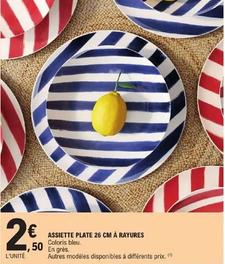 ASSIETTE PLATE 26 CM À RAYURES