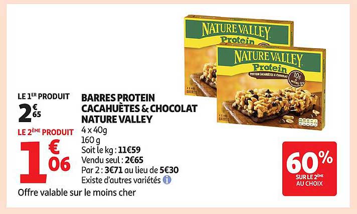 BARRES PROTEIN CACAHUÈTES & CHOCOLAT NATURE VALLEY