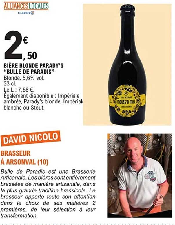 Bière blonde Parady's "Bulle de Paradis"
