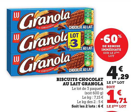 BISCUITS CHOCOLAT AU LAIT GRANOLA