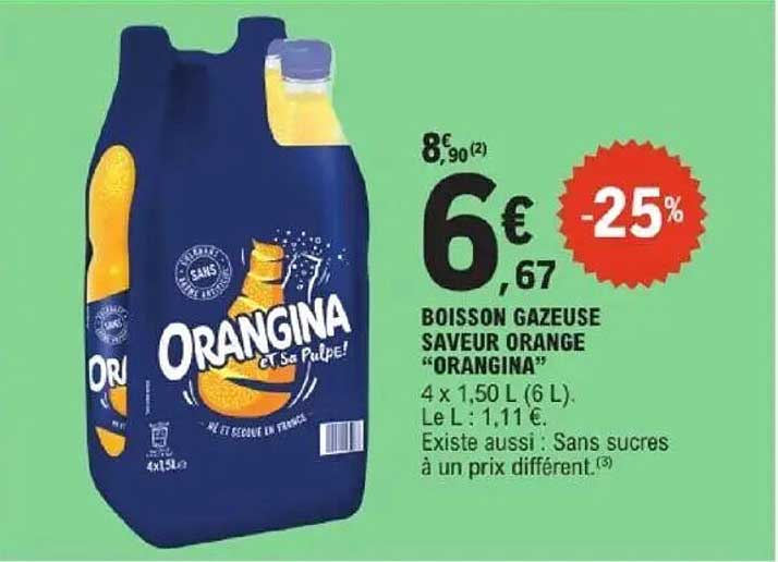 BOISSON GAZEUSE SAVEUR ORANGE "ORANGINA"