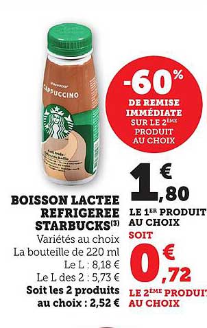 BOISSON LACTEE REFROGEREE STARBUCKS