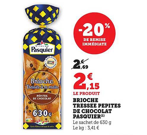 BRIOCHE TRESSEE PEPITES DE CHOCOLAT PASQUIER