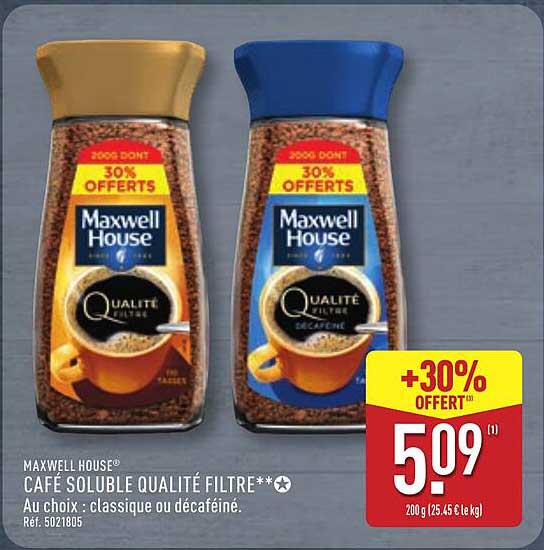CAFÉ SOLUBLE QUALITÉ FILTRÉ**