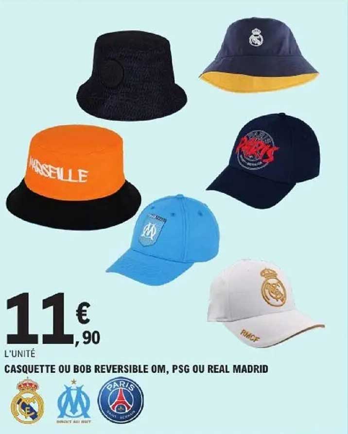 CASQUETTE OU BOB REVERSIBLE OM, PSG OU REAL MADRID