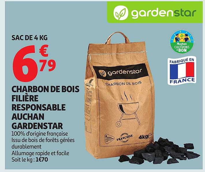 CHARBON DE BOIS FILIÈRE RESPONSABLE AUCHAN GARDENSTAR