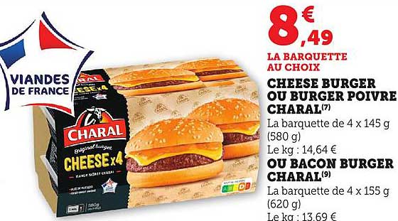 CHEESE BURGER OU BURGER POIVRE CHARAL