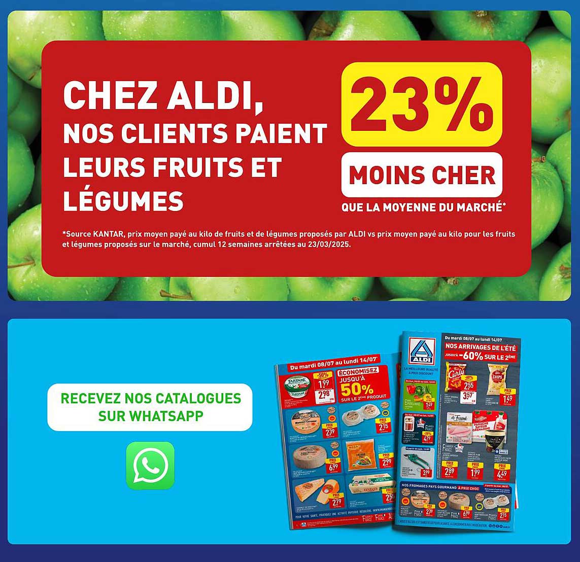 CHEZ ALDI, NOS CLIENTS PAIENT LEURS FRUITS ET LÉGUMES 23% MOINS CHER QUE LA MOYENNE DU MARCHÉ