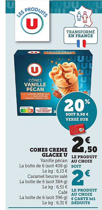 Cones Crème Glacée U - Vanille Pécan