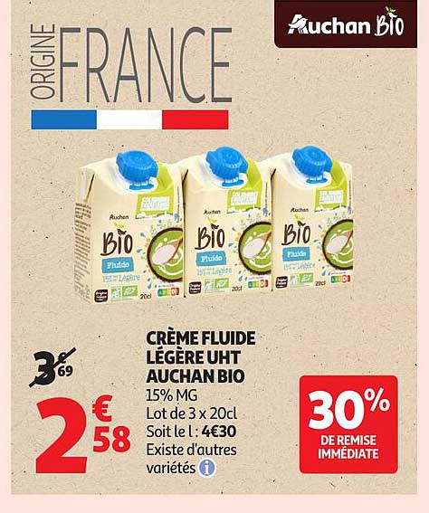 CRÈME FLUIDE LÉGÈRE UHT AUCHAN BIO
