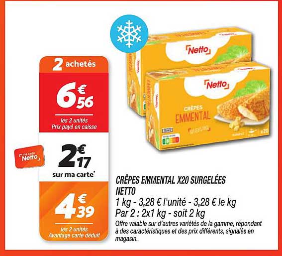 CRÊPES EMMENTAL X20 SURGELÉES NETTO