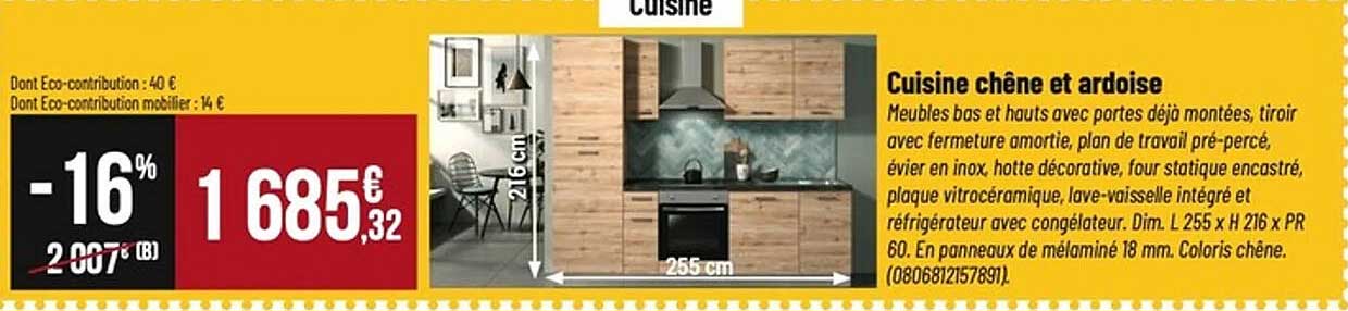 Cuisine chêne et ardoise