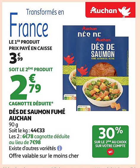 DÉS DE SAUMON FUMÉ AUCHAN