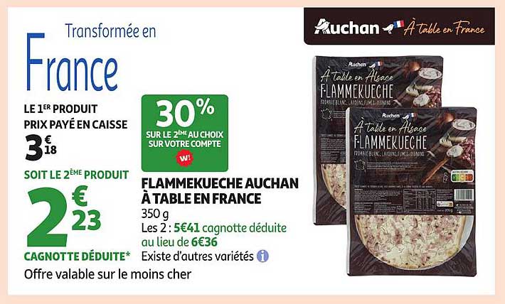 FLAMMEKUECHE AUCHAN À TABLE EN FRANCE
