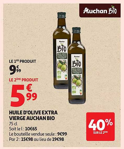 HUILE D’OLIVE EXTRA VIERGE AUCHAN BIO