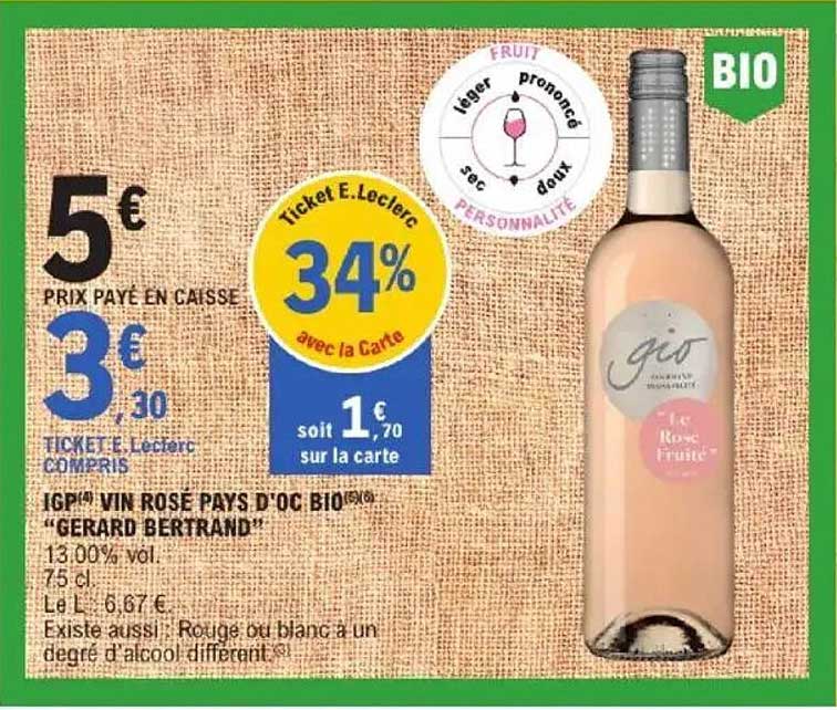 IGP Vin Rosé Pays d'Oc BIO "Gerard Bertrand"