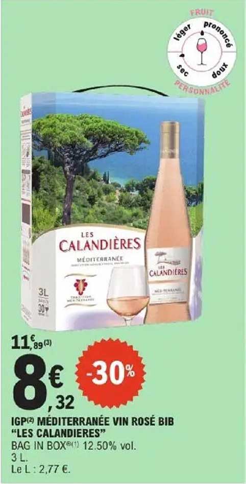 IGP² MÉDITERRANÉE VIN ROSÉ BIB "LES CALANDIÈRES"