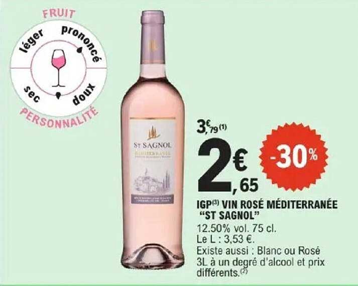 IGP(3) VIN ROSÉ MÉDITERRANÉE "ST SAGNOL"