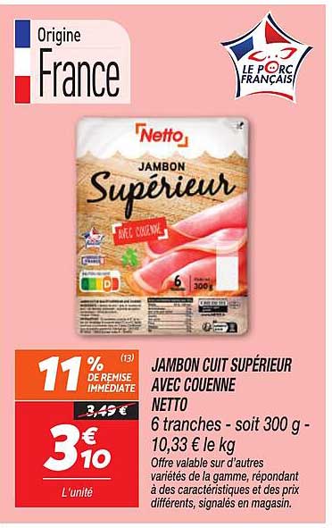 JAMBON CUIT SUPÉRIEUR AVEC COUENNE