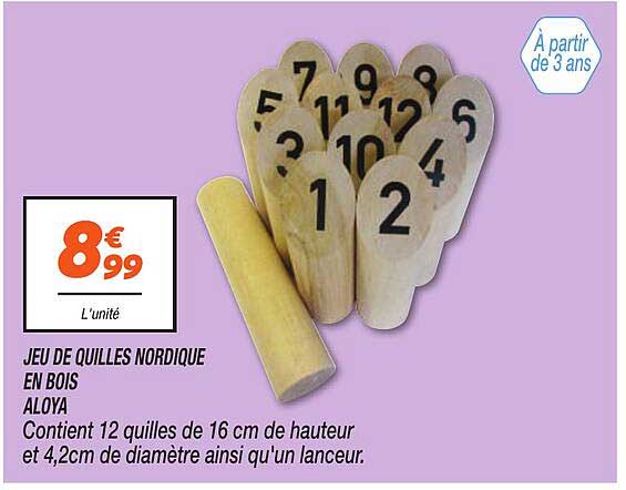 JEU DE QUILLES NORDIQUE EN BOIS ALOYA