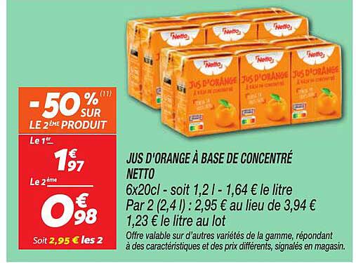 JUS D'ORANGE À BASE DE CONCENTRÉ NETTO