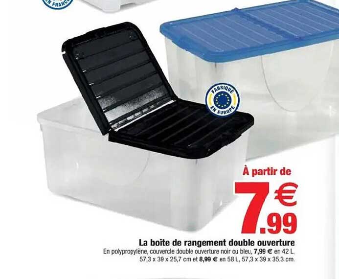 La boîte de rangement double ouverture