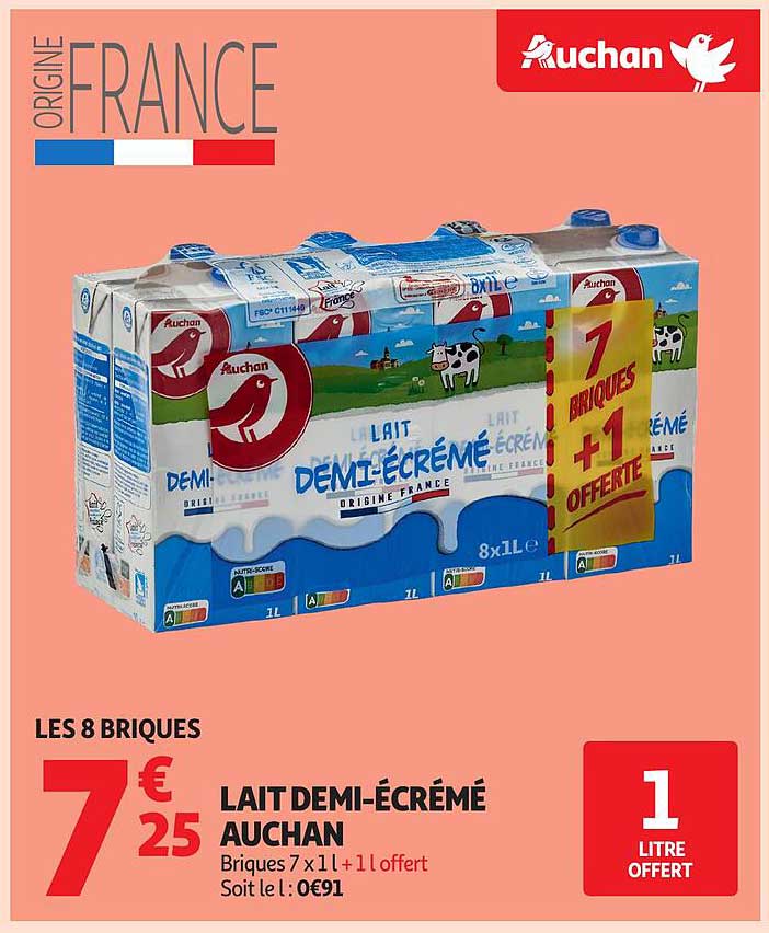 LAIT DEMI-ÉCRÉMÉ AUCHAN